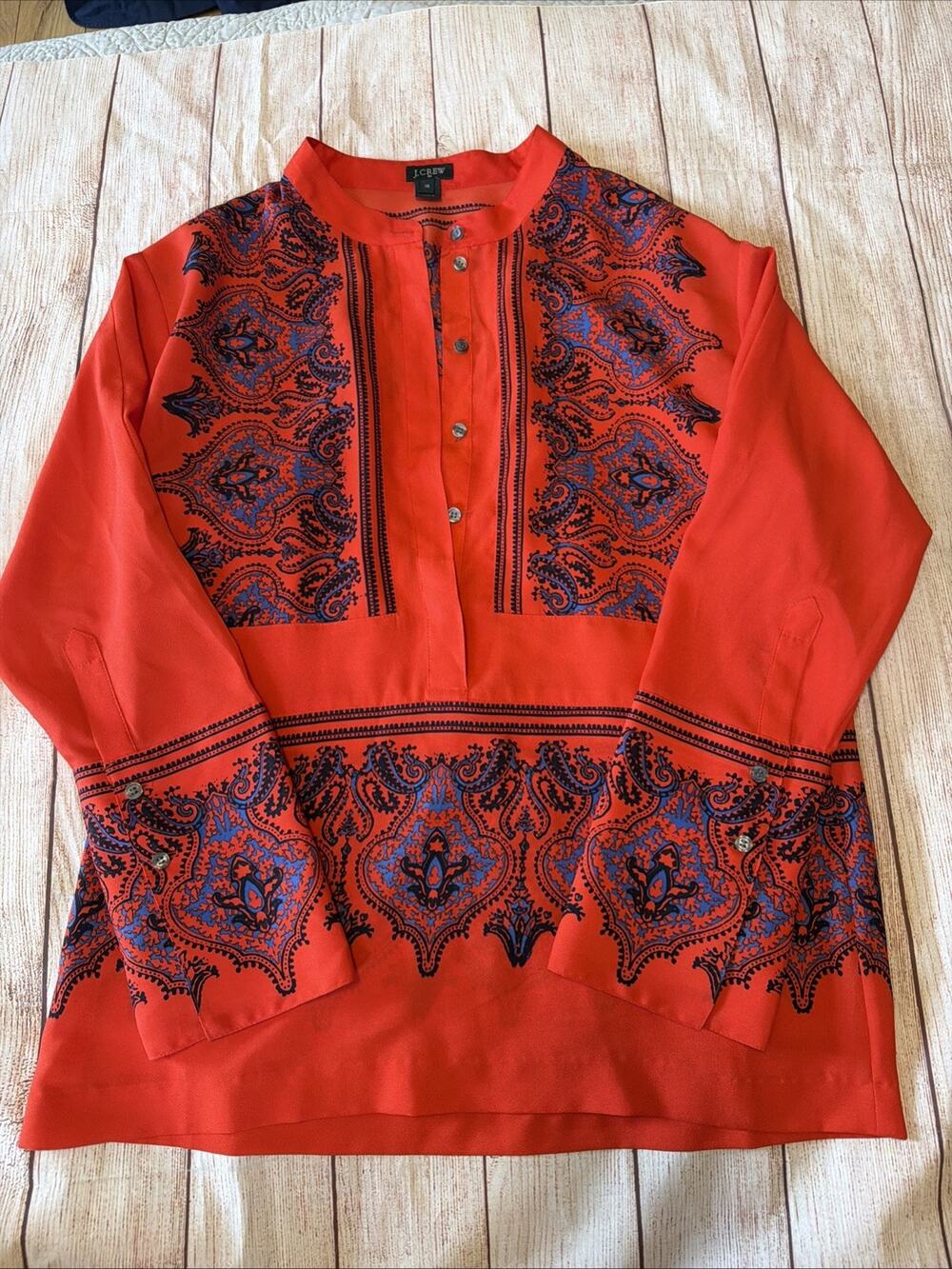 Women's J Crew Multicolor Floral Print Long Sleeve Shirt Top Size XL T103